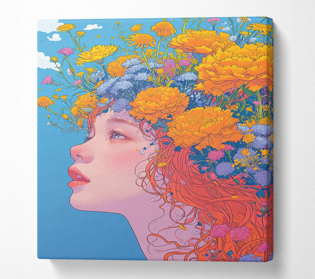  A Canvas Print of Golden Floral Reverie Canvas Art