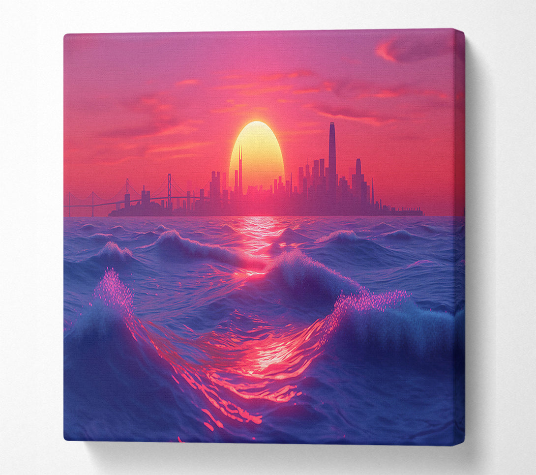  A Canvas Print of Pink Sunset Skyline Canvas Print