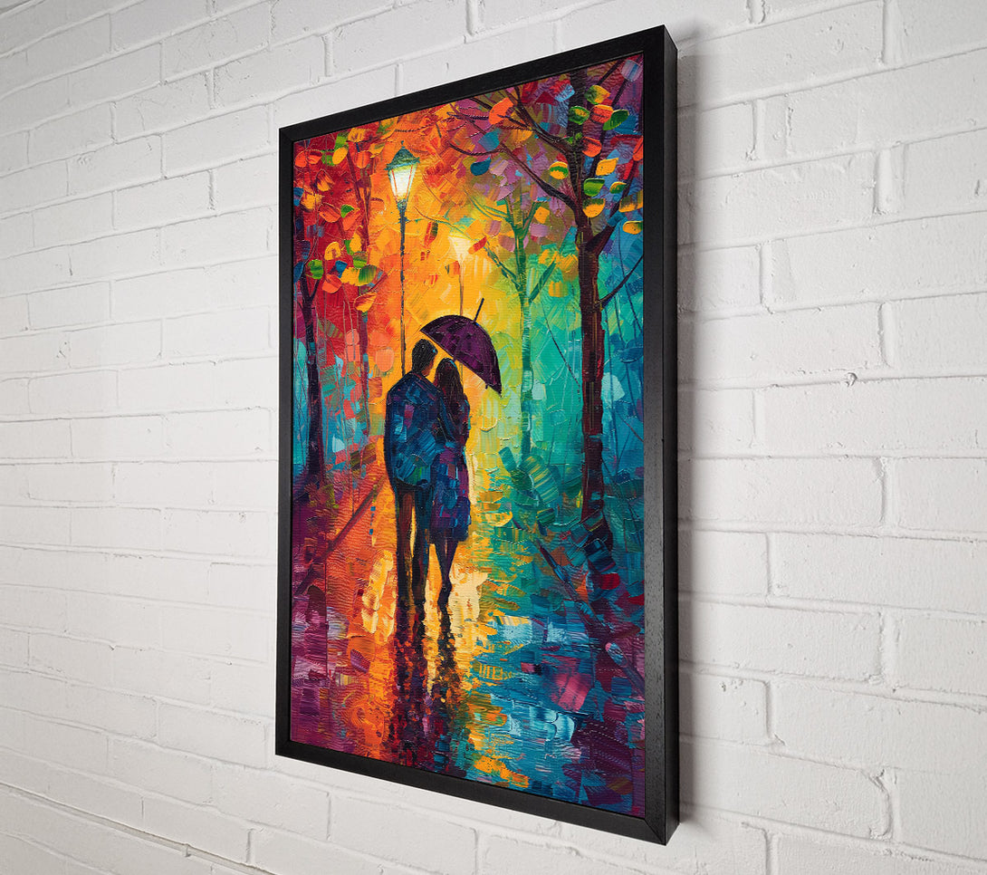  A Canvas Print of Golden Rainy Stroll Canvas Print