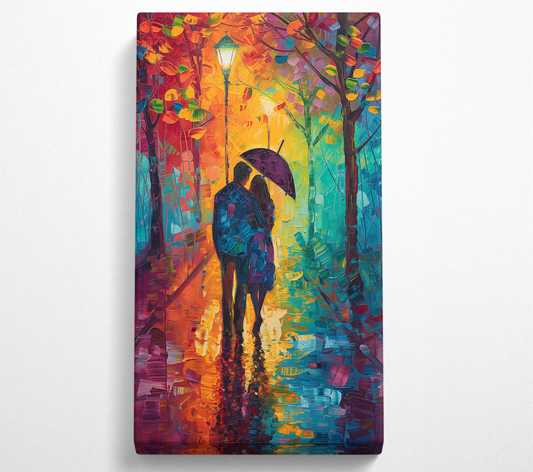  A Canvas Print of Golden Rainy Stroll Canvas Print