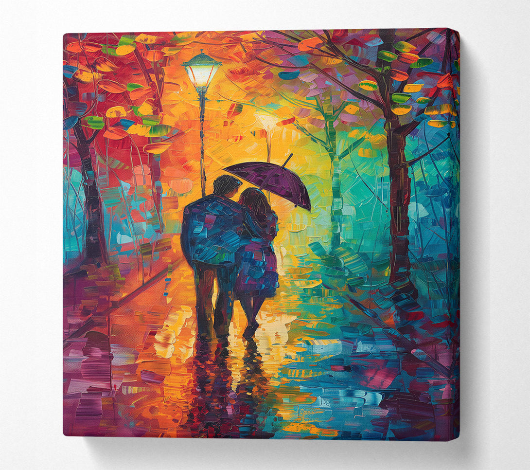  A Canvas Print of Golden Rainy Stroll Canvas Print