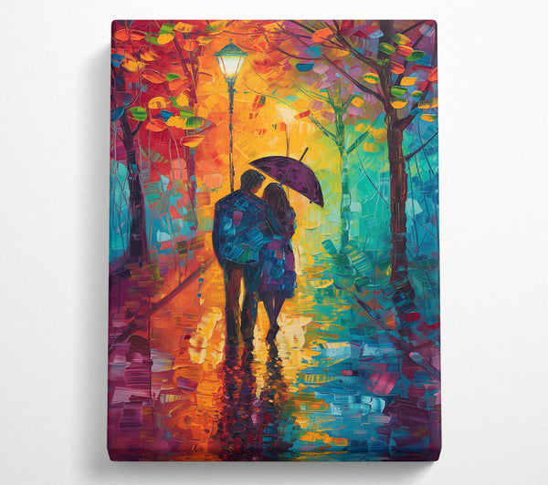  A Canvas Print of Golden Rainy Stroll Canvas Print
