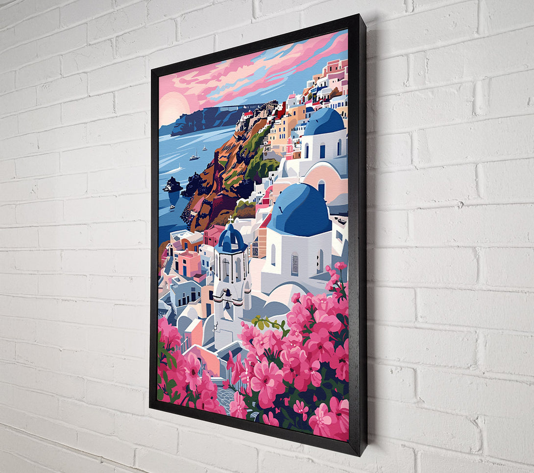  A Canvas Print of Pink Blooms Of Santorini Canvas Print