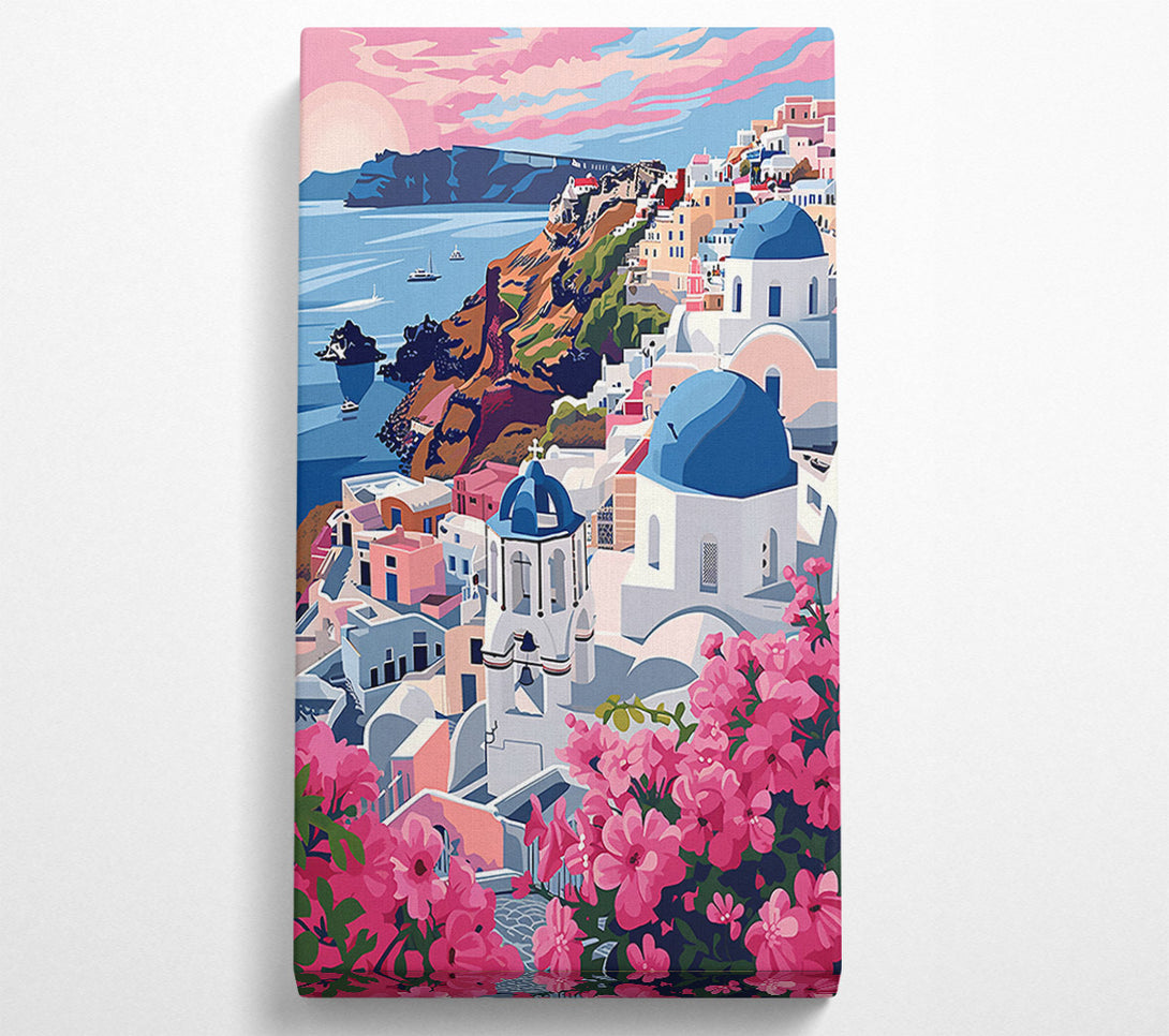  A Canvas Print of Pink Blooms Of Santorini Canvas Print