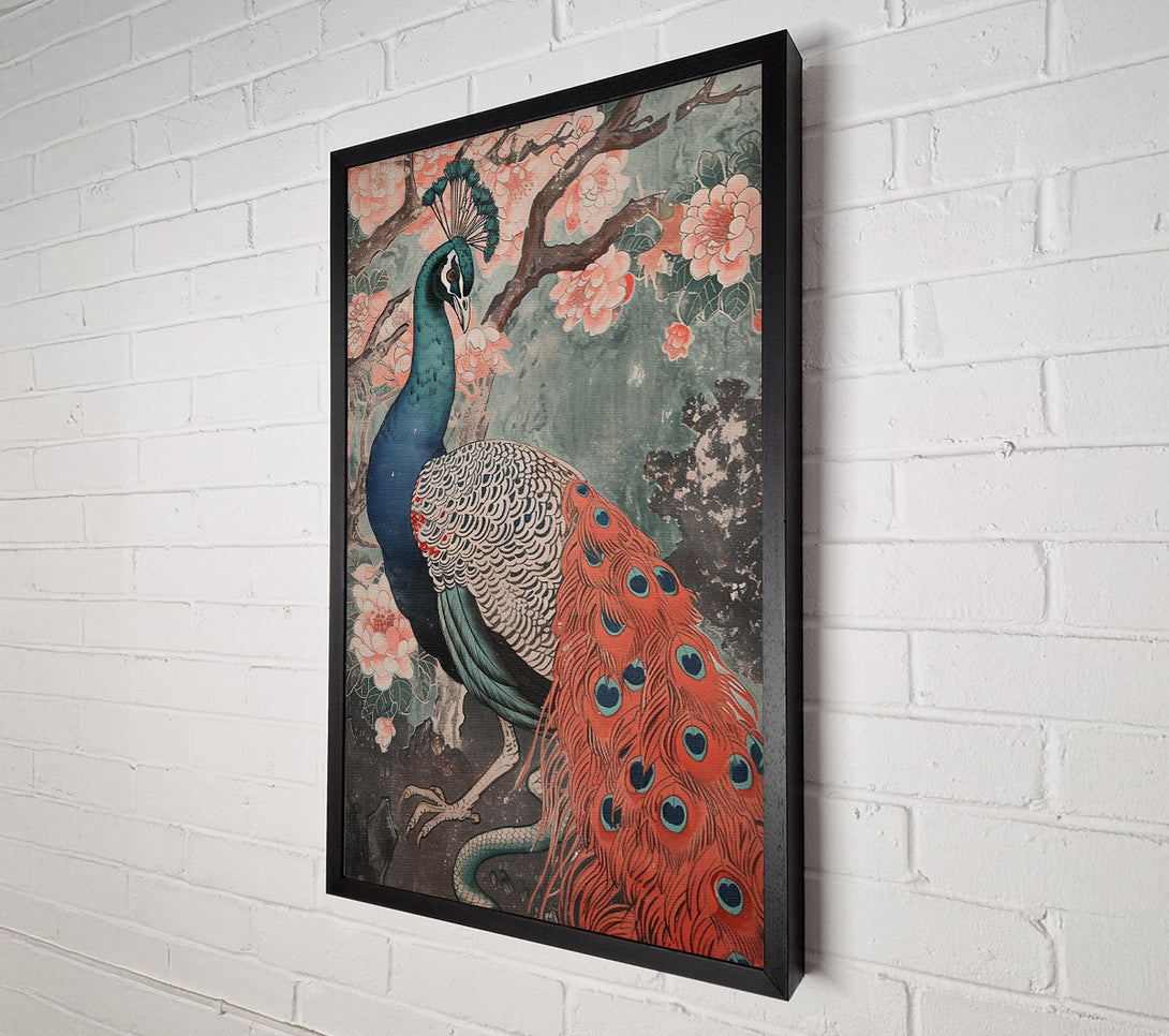  A Canvas Print of Crimson Peacock Bloom Canvas Wall Art