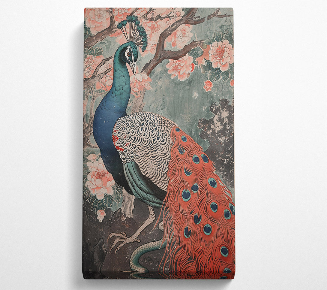  A Canvas Print of Crimson Peacock Bloom Canvas Wall Art