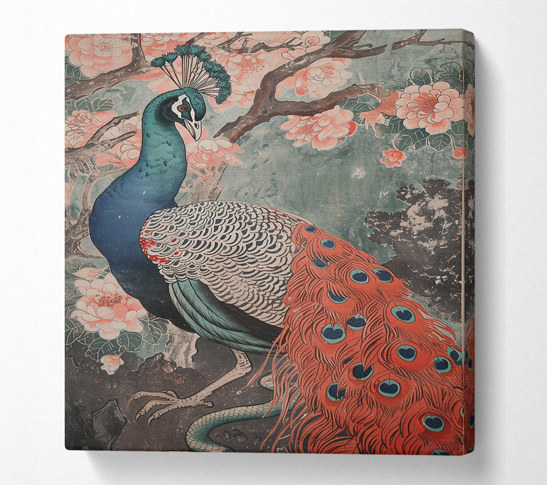  A Canvas Print of Crimson Peacock Bloom Canvas Wall Art