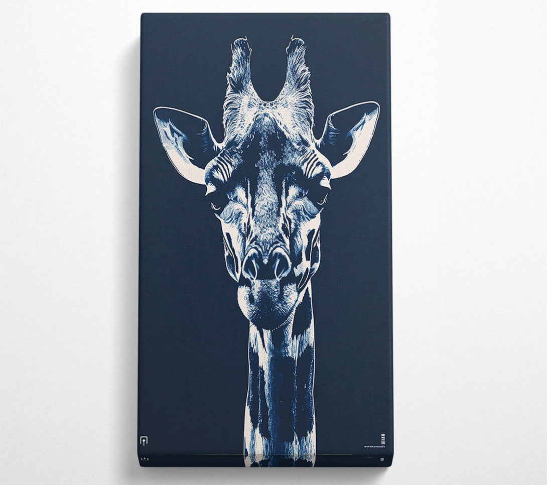  A Canvas Print of Indigo Giraffe Gaze Canvas Wall Art