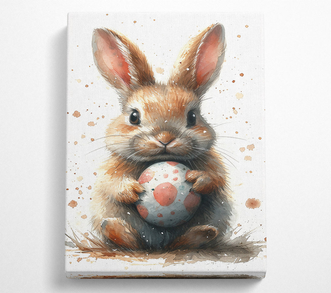  A Canvas Print of Pink Bunny And Egg Canvas Print