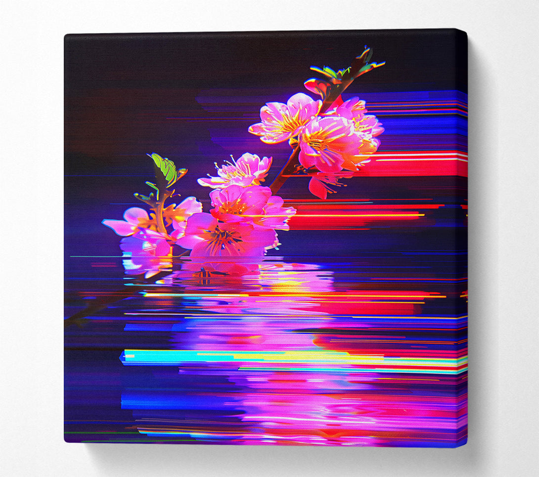  A Canvas Print of Pink Glitch Blooms Canvas Art
