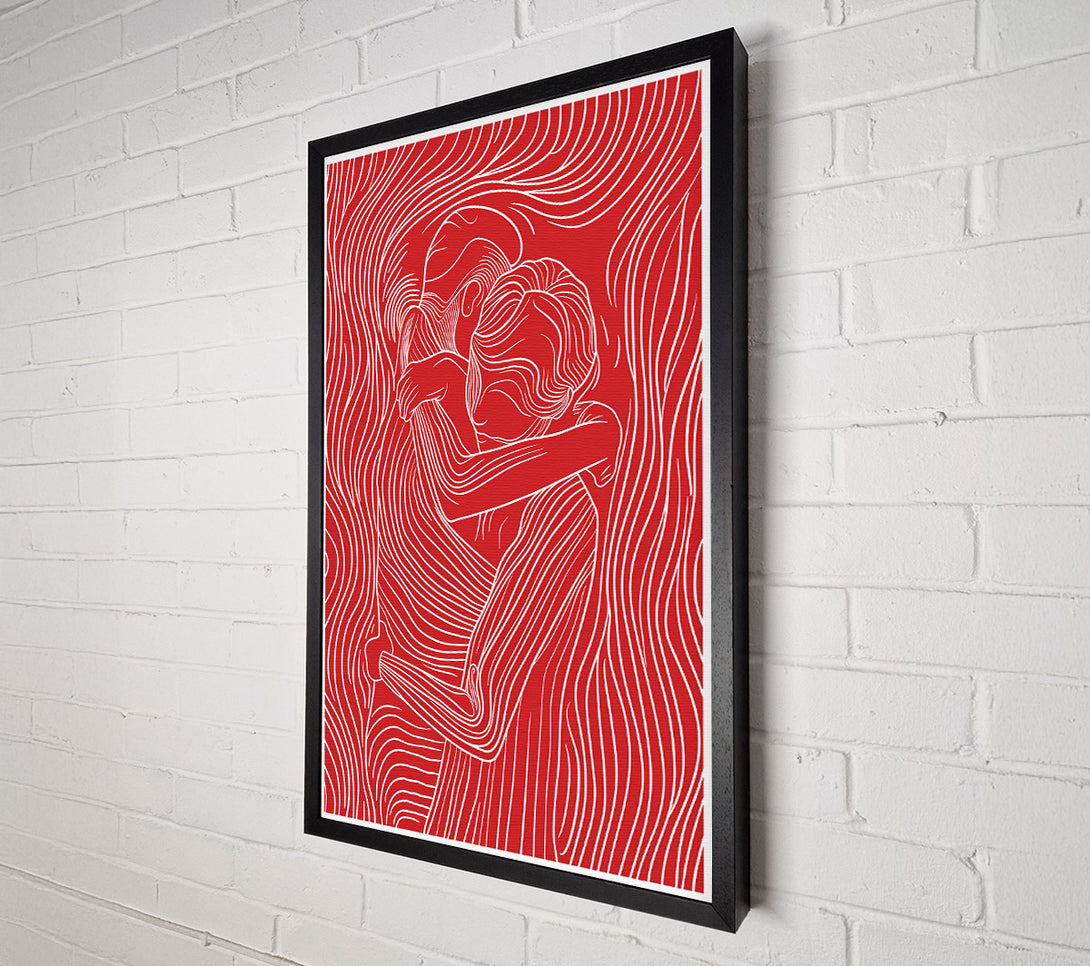  A Canvas Print of Crimson Lines Embrace Canvas Print