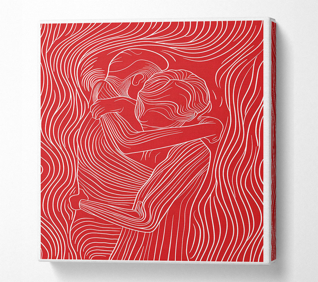  A Canvas Print of Crimson Lines Embrace Canvas Print