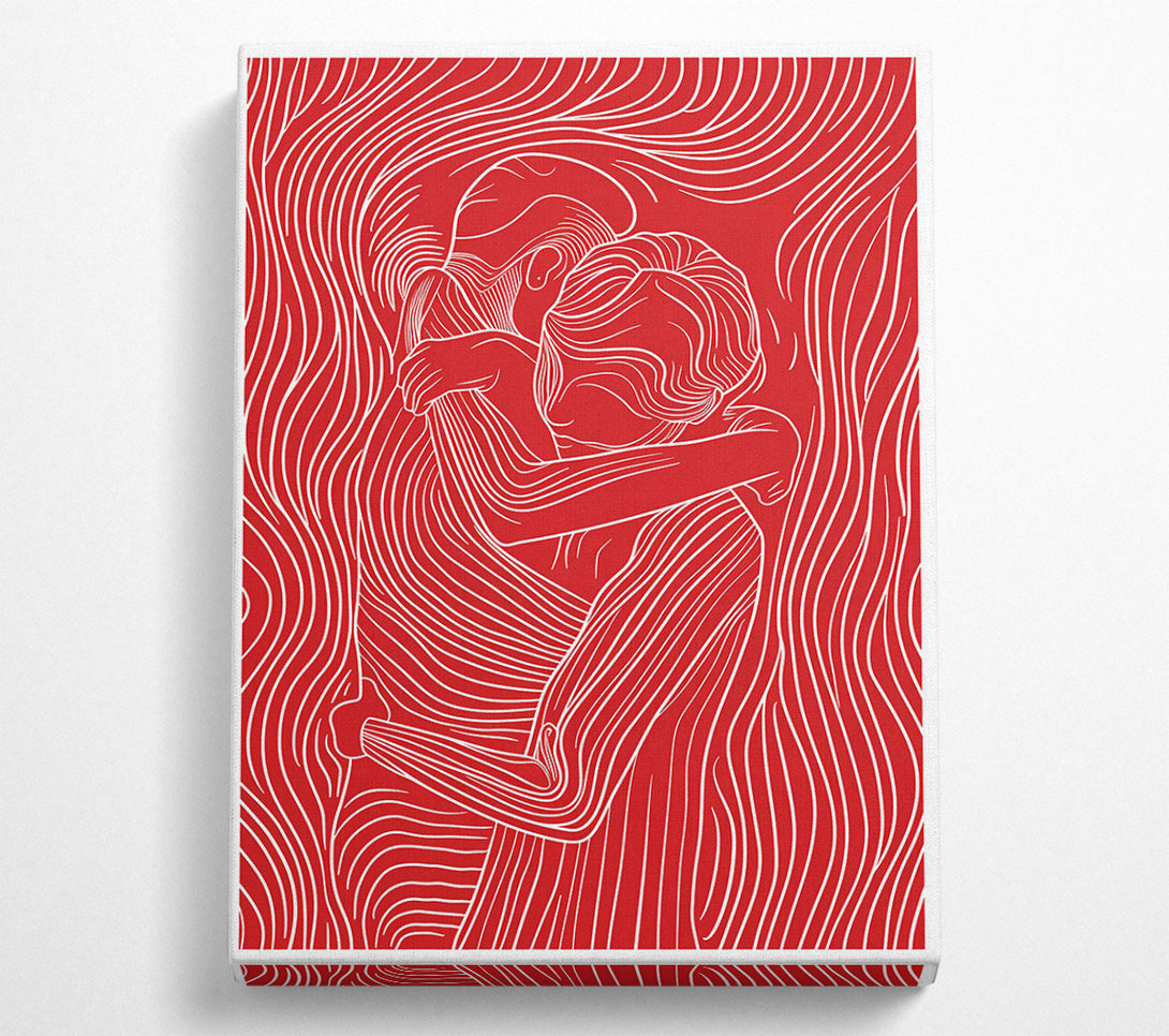  A Canvas Print of Crimson Lines Embrace Canvas Print