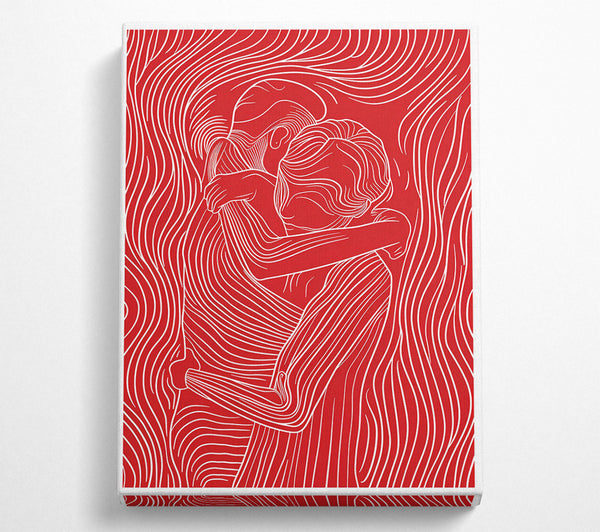  A Canvas Print of Crimson Lines Embrace Canvas Print
