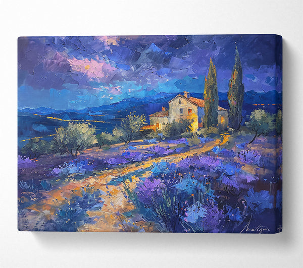  A Canvas Print of Blue Dusk Over Lavender Canvas Art