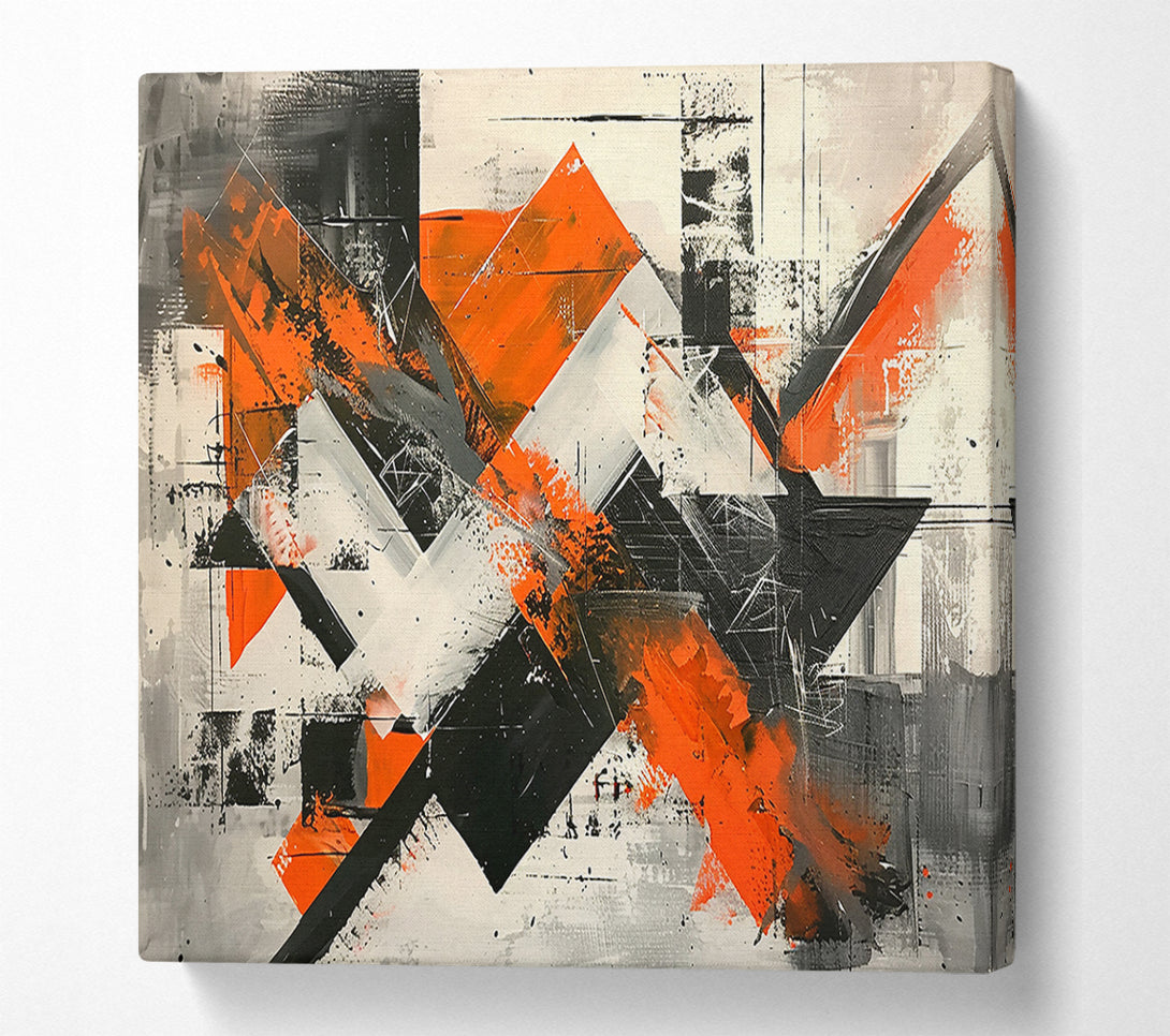  A Canvas Print of Orange Geometric Chaos Canvas Art