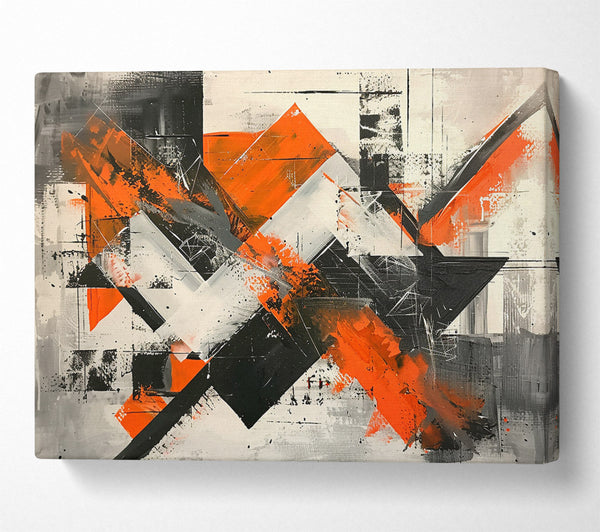  A Canvas Print of Orange Geometric Chaos Canvas Art