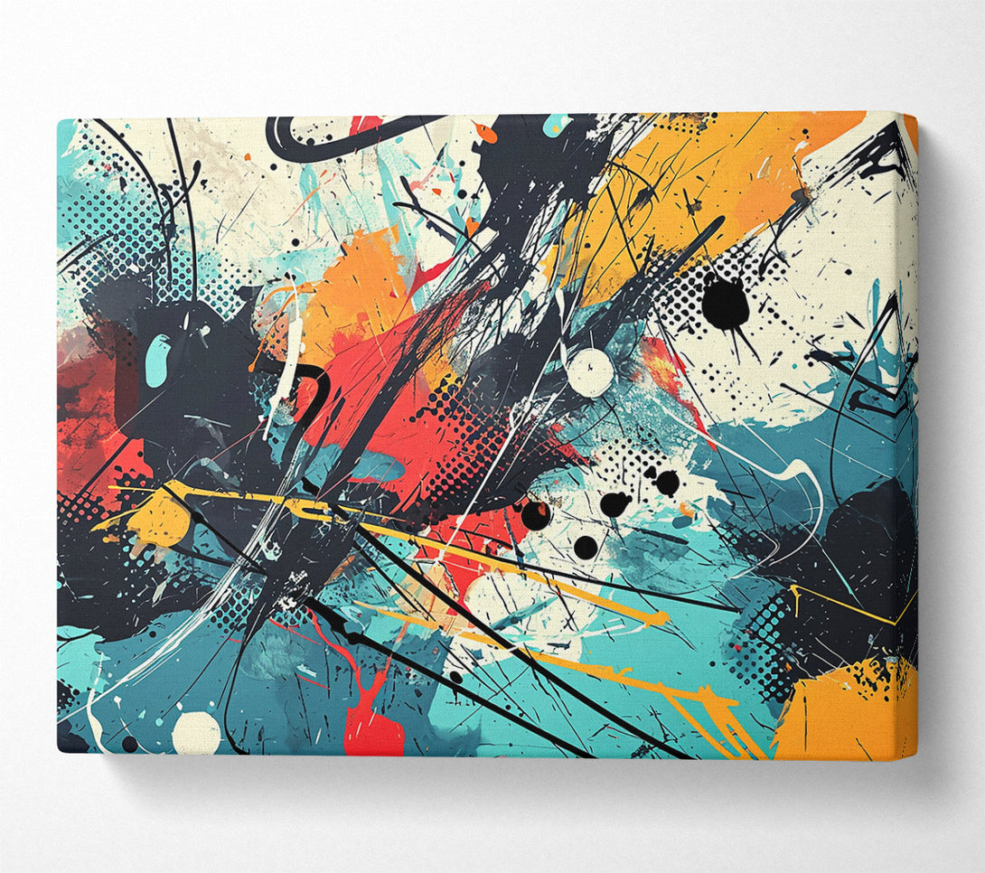  A Canvas Print of Teal Abstract Expressionism Canvas Art
