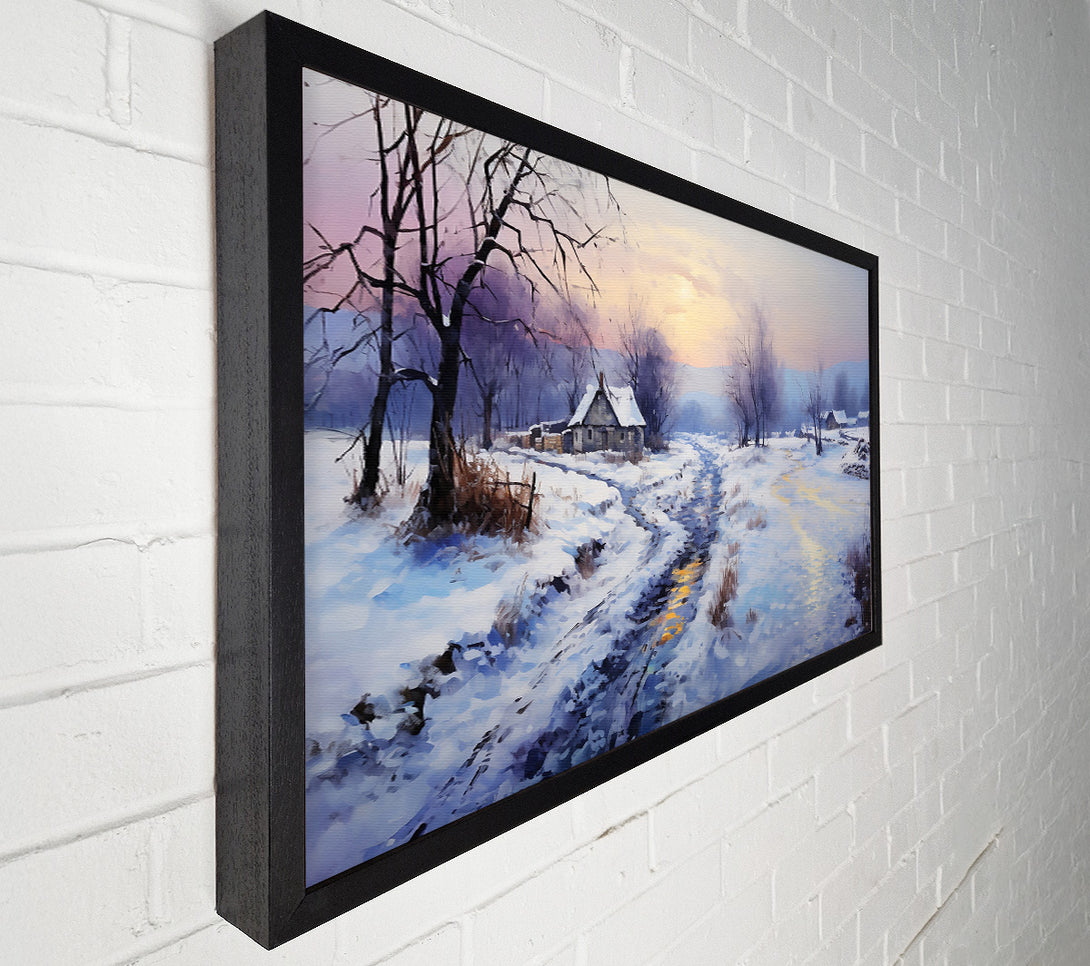  A Canvas Print of Golden Light On Blue Snow Canvas Wall Art