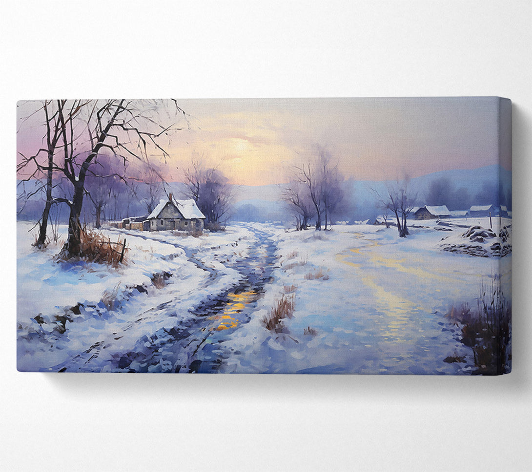  A Canvas Print of Golden Light On Blue Snow Canvas Wall Art