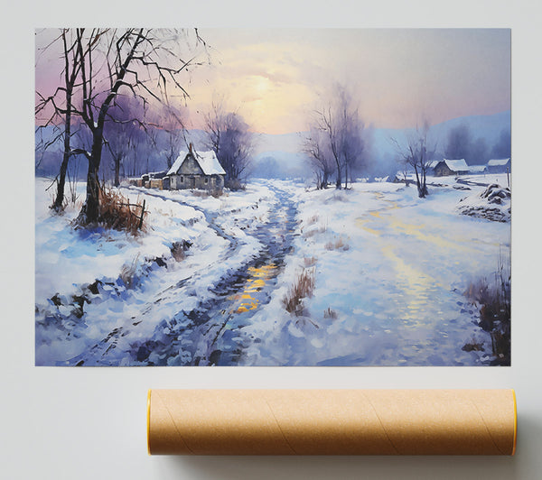 Golden Light On Blue Snow