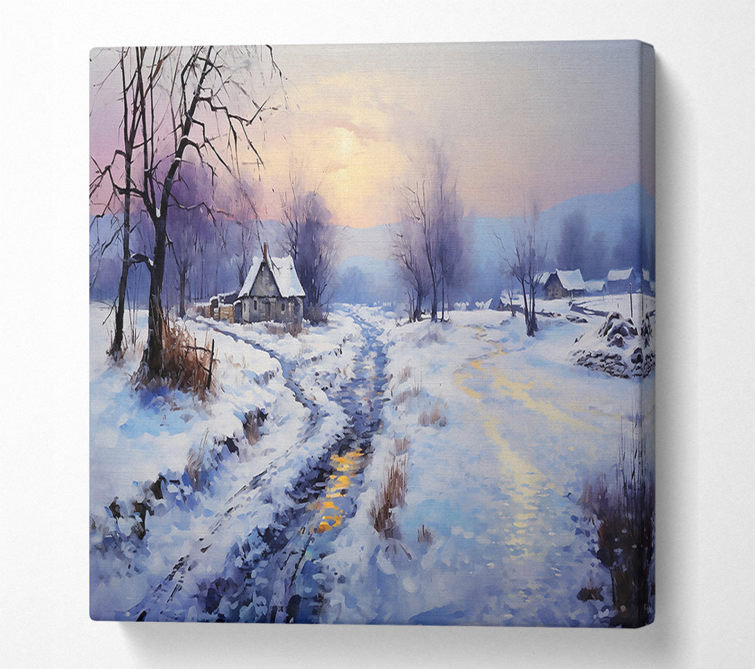  A Canvas Print of Golden Light On Blue Snow Canvas Wall Art