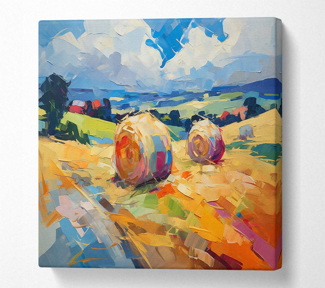  A Canvas Print of Golden Hay Bales Canvas Print
