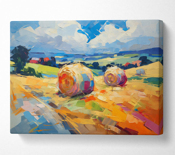  A Canvas Print of Golden Hay Bales Canvas Print