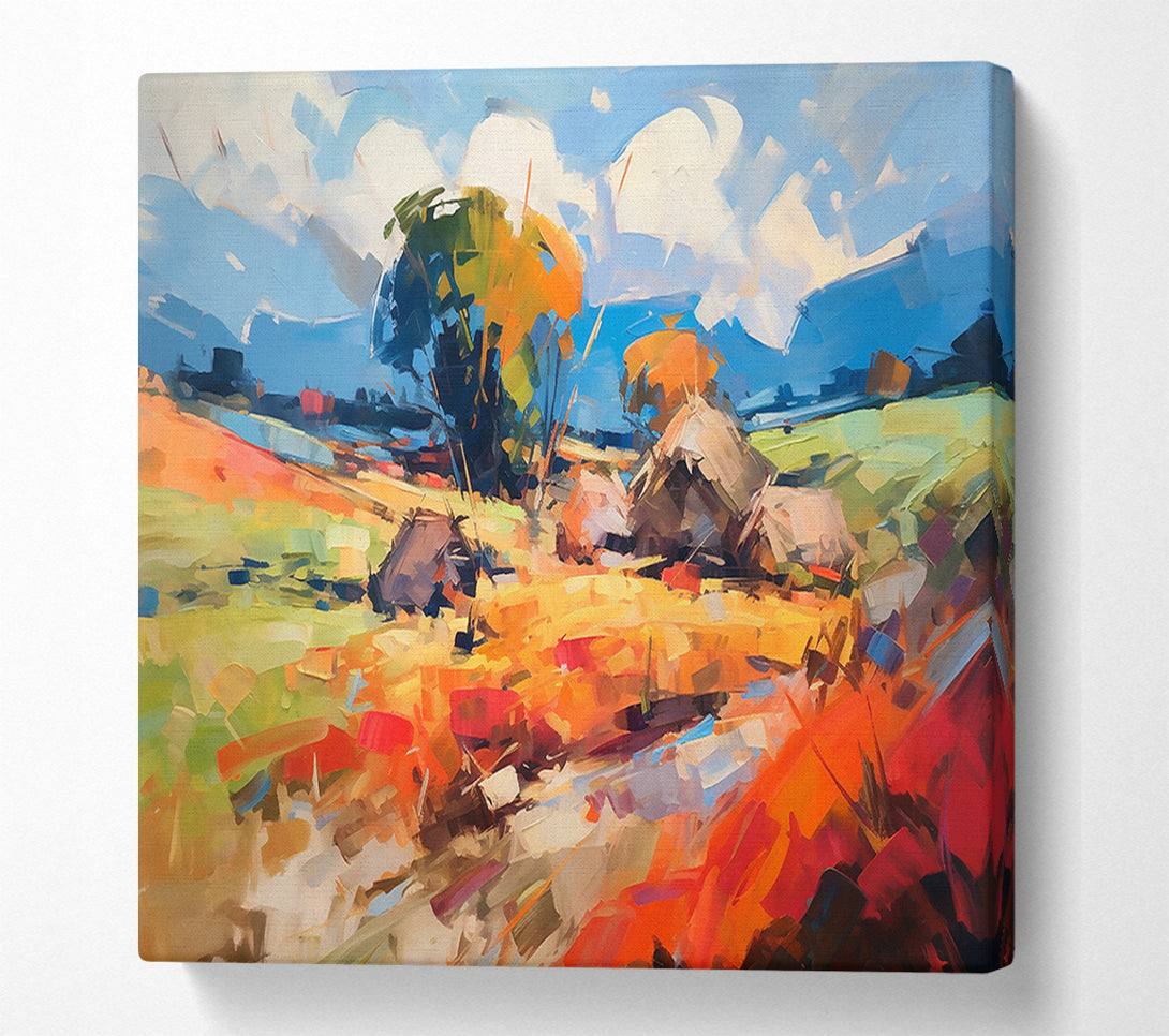  A Canvas Print of Crimson Fields And Sky Canvas Wall Art