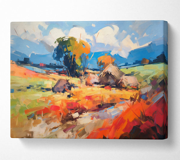  A Canvas Print of Crimson Fields And Sky Canvas Wall Art