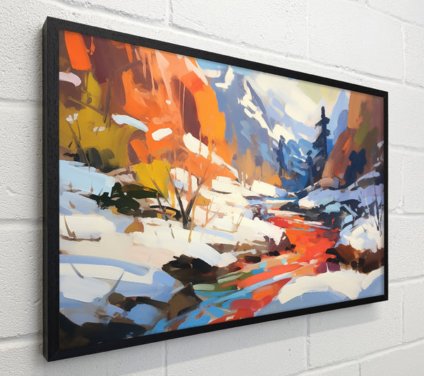 Crimson Stream In Snow