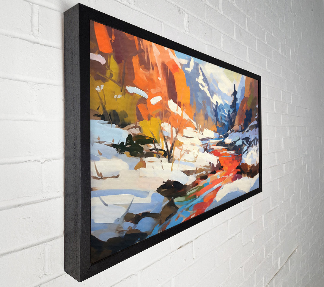  A Canvas Print of Crimson Stream In Snow Canvas Wall Art