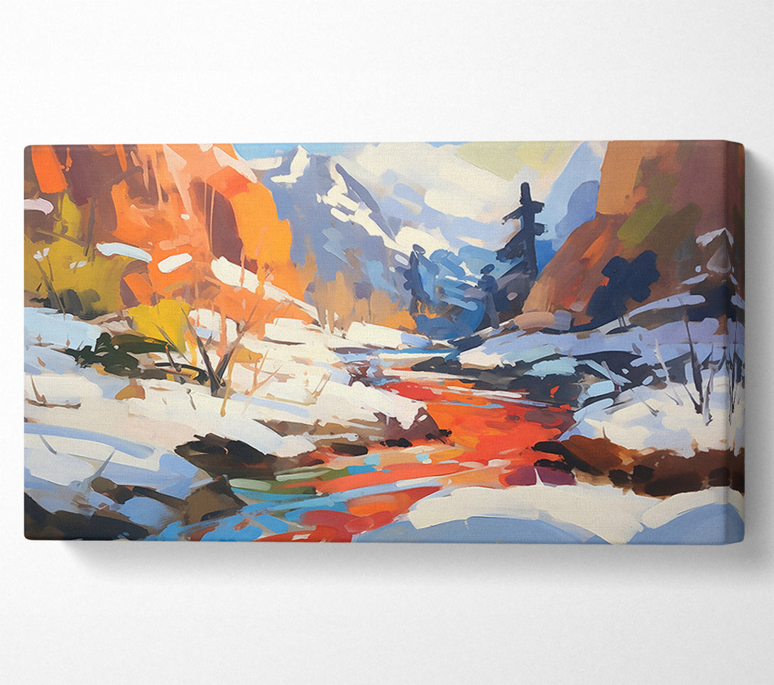  A Canvas Print of Crimson Stream In Snow Canvas Wall Art