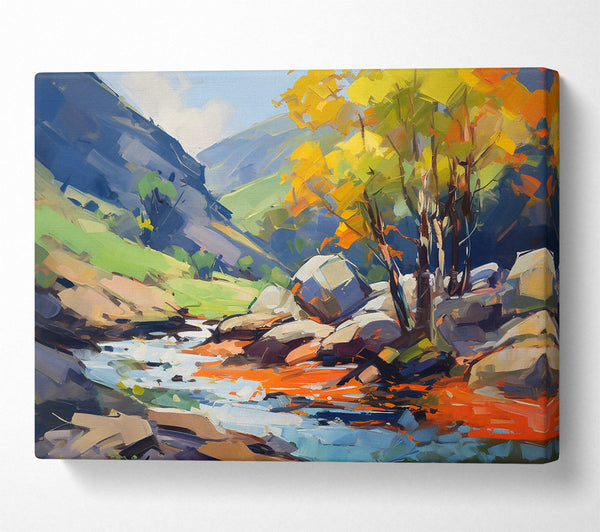  A Canvas Print of Orange Stream Valley Canvas Wall Art