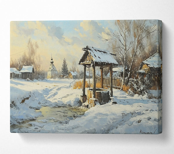  A Canvas Print of Golden Winter Stream Canvas Print