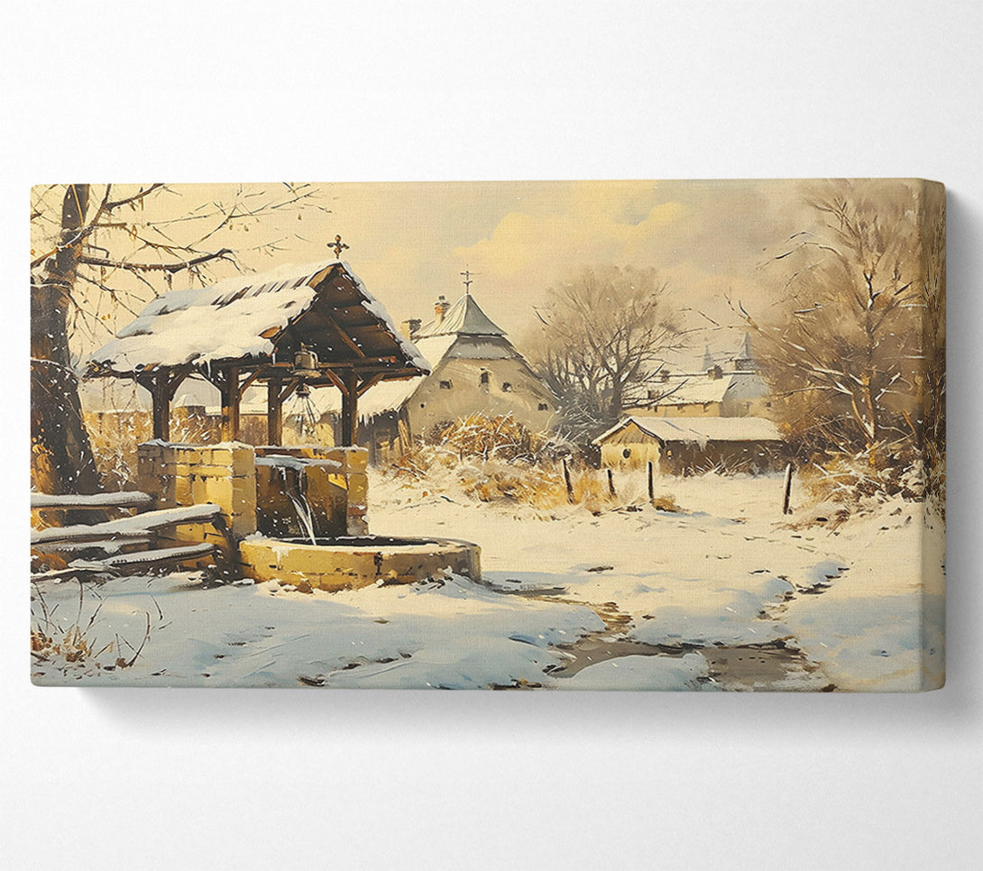  A Canvas Print of Golden Winter Village Canvas Wall Art