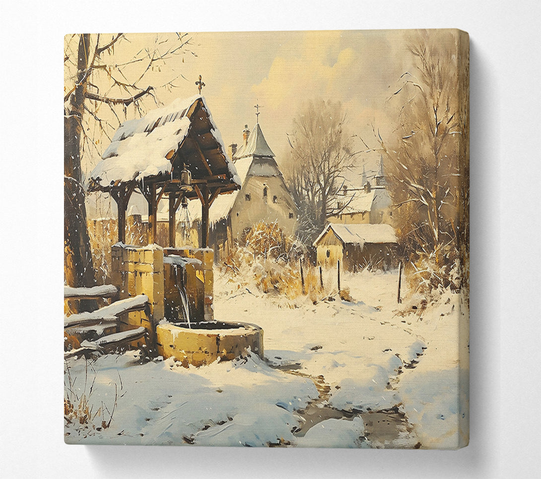  A Canvas Print of Golden Winter Village Canvas Wall Art