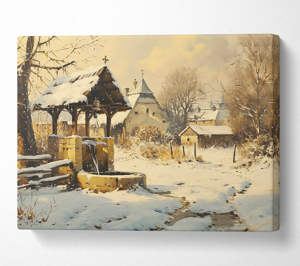  A Canvas Print of Golden Winter Village Canvas Wall Art