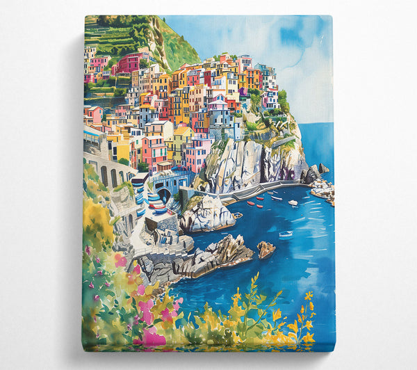  A Canvas Print of Azure Coastal Village Canvas Art