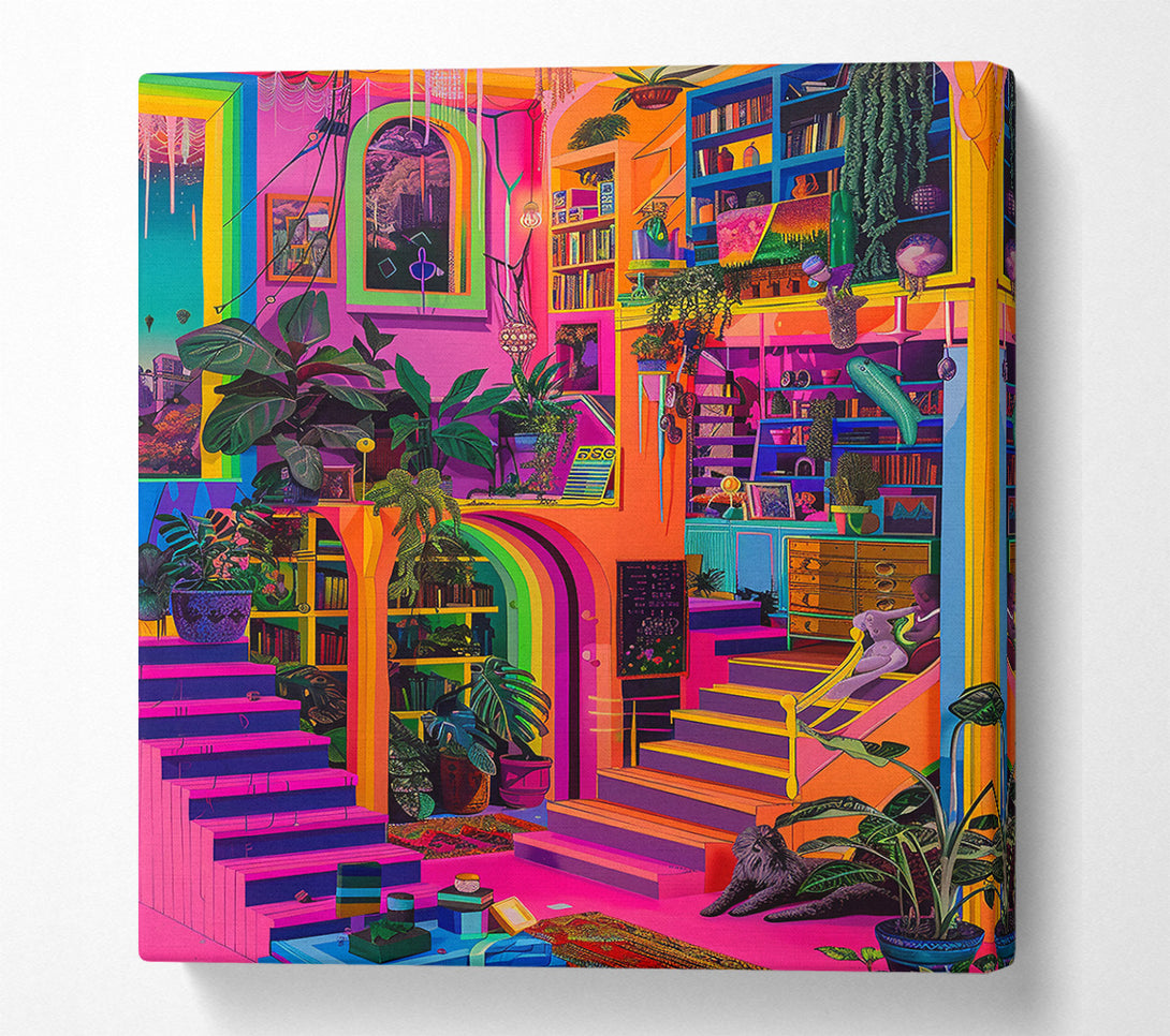  A Canvas Print of Pink Garden Ascent Canvas Wall Art