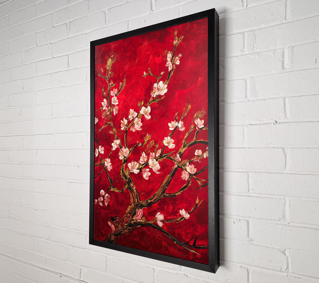  A Canvas Print of Crimson Cherry Blossom Bloom Canvas Print