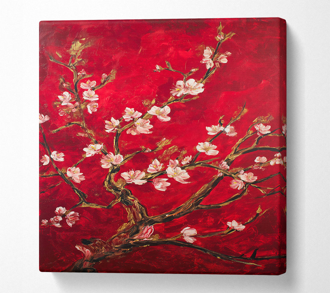 A Canvas Print of Crimson Cherry Blossom Bloom Canvas Print
