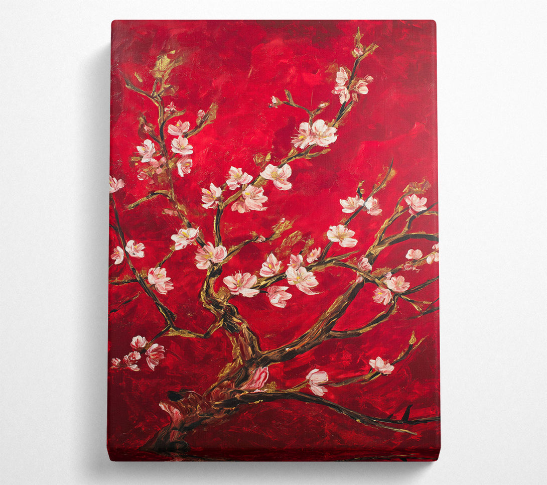 A Canvas Print of Crimson Cherry Blossom Bloom Canvas Print