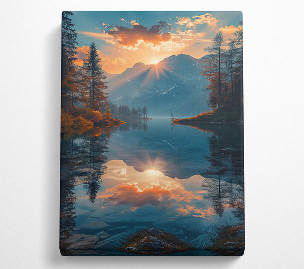  A Canvas Print of Orange Mountain Reflection Canvas Art