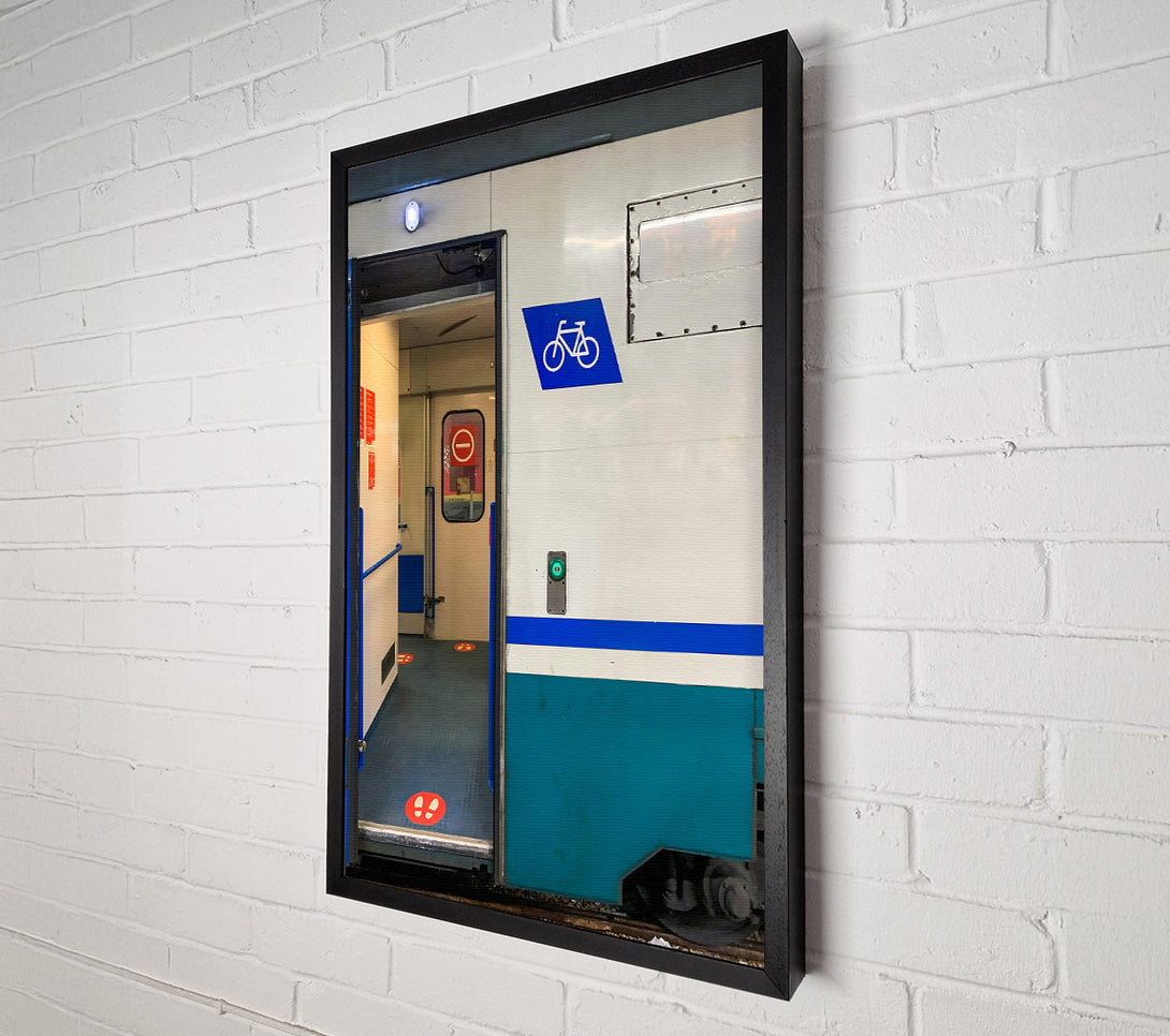  A Canvas Print of Teal Train Doorway Canvas Print