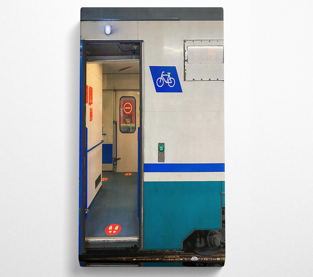  A Canvas Print of Teal Train Doorway Canvas Print