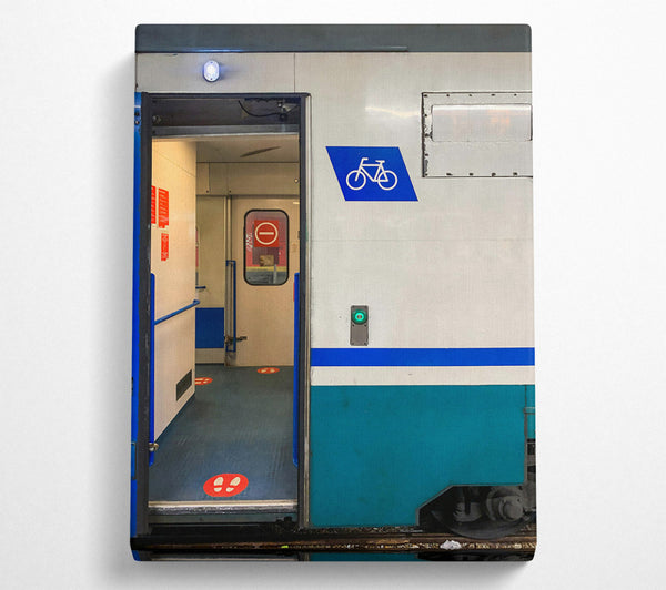  A Canvas Print of Teal Train Doorway Canvas Print