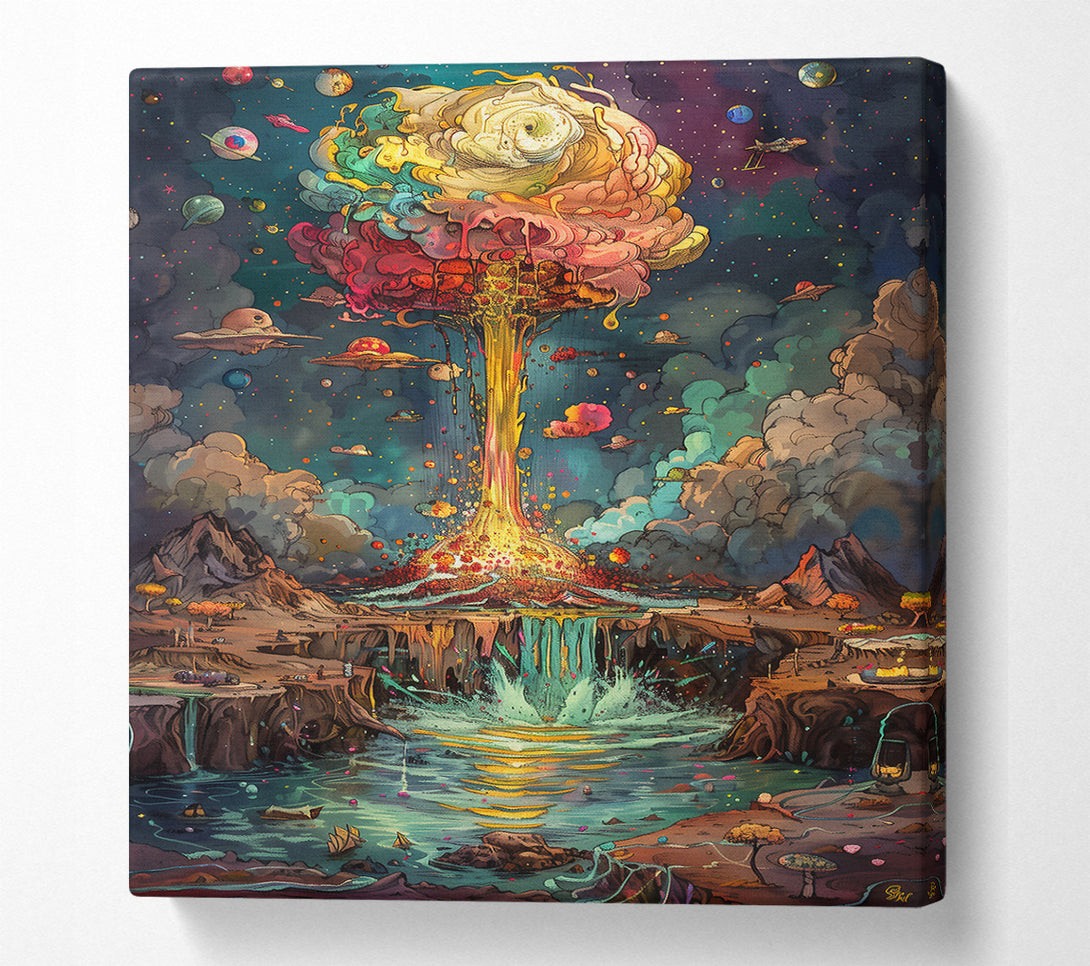  A Canvas Print of Golden Cosmic Waterfall Canvas Print