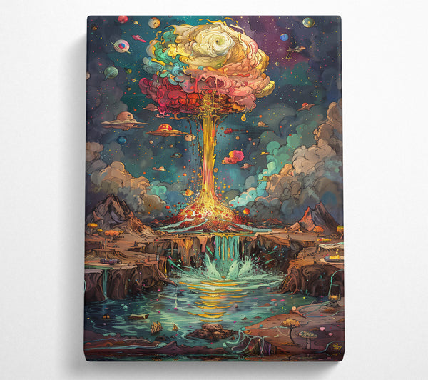  A Canvas Print of Golden Cosmic Waterfall Canvas Print