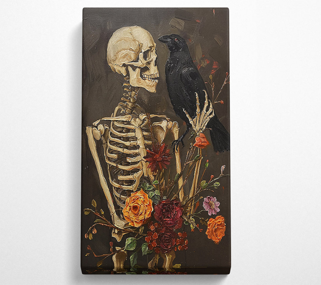  A Canvas Print of Crimson Crow And Bones Canvas Print